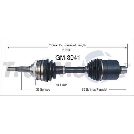 Surtrack Axle Cv Axle Shaft, Gm-8041 GM-8041